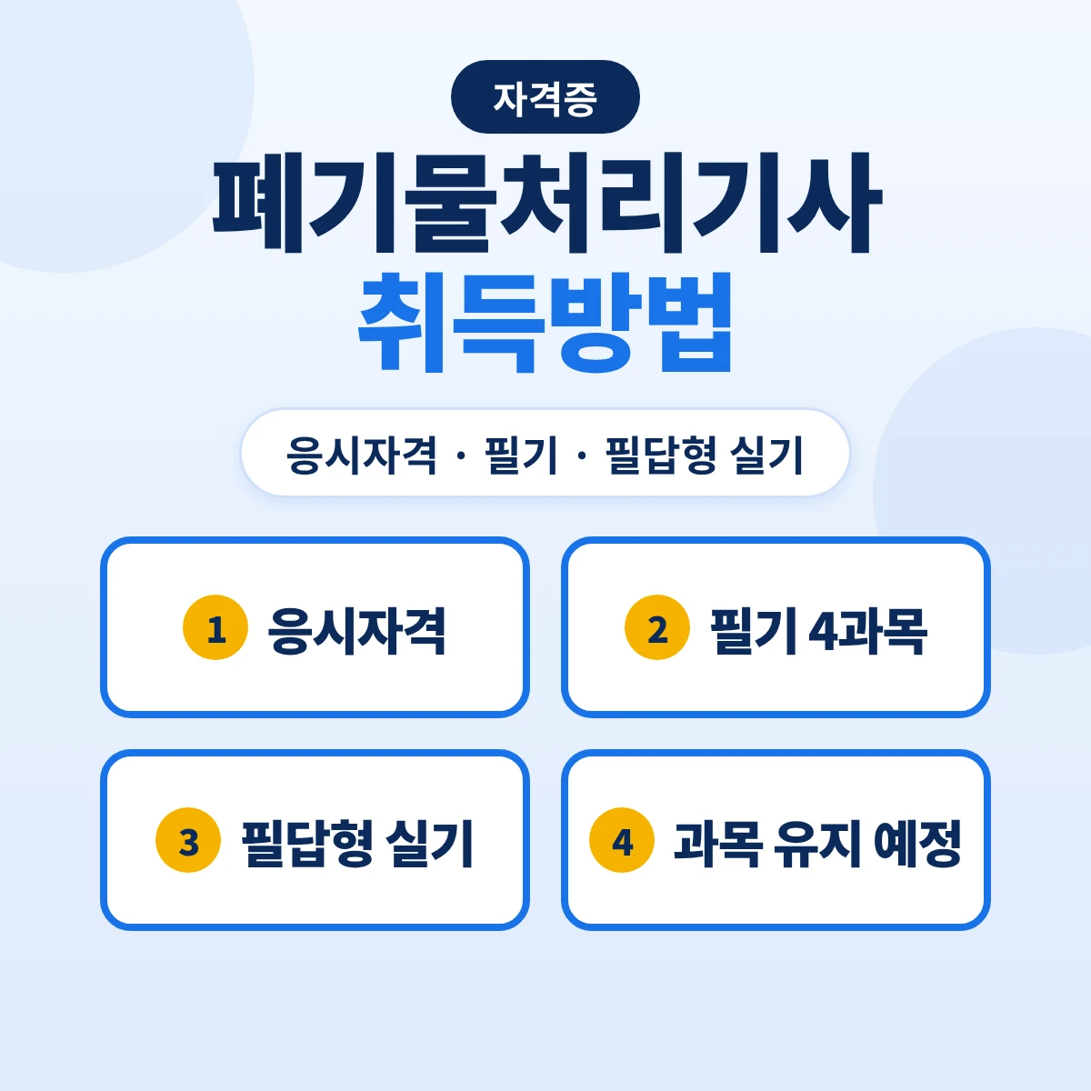 폐기물처리기사 취득방법: 응시자격 10가지 경로·필기 4과목·필답형 실기와 2027·2028 과목 유지 예정