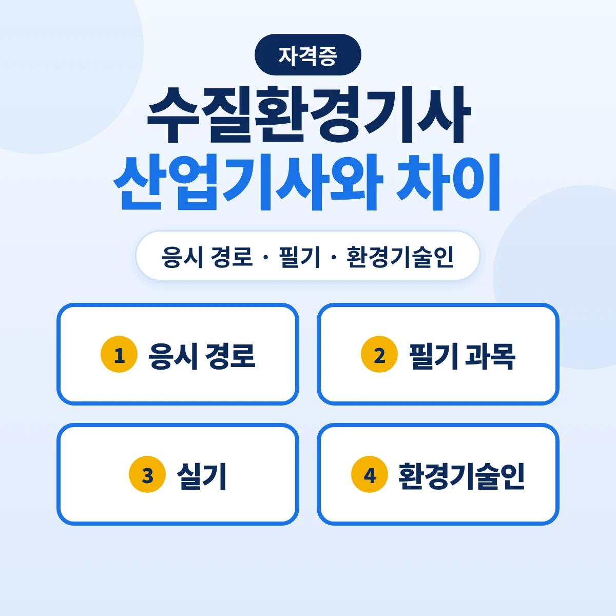 수질환경기사 수질환경산업기사 차이: 응시 경로·필기 과목·실기 시간·환경기술인 자격 비교