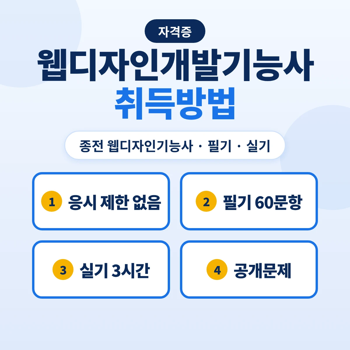 웹디자인개발기능사 취득방법: 응시자격·필기 과목·실기 공개문제·종전 웹디자인기능사
