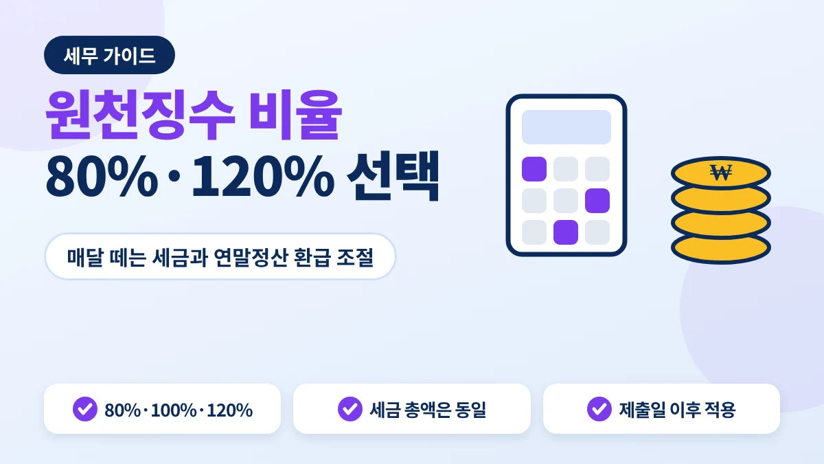 원천징수 비율 안내 이미지
