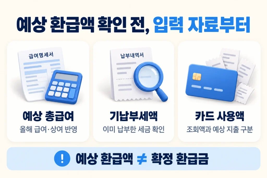 예상 환급액 확인 전 입력 자료부터