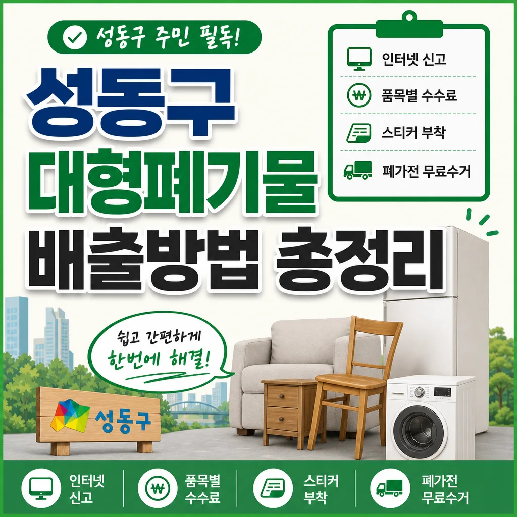 성동구 대형폐기물 배출방법 인터넷 신고 수수료 폐가전 무료수거 안내