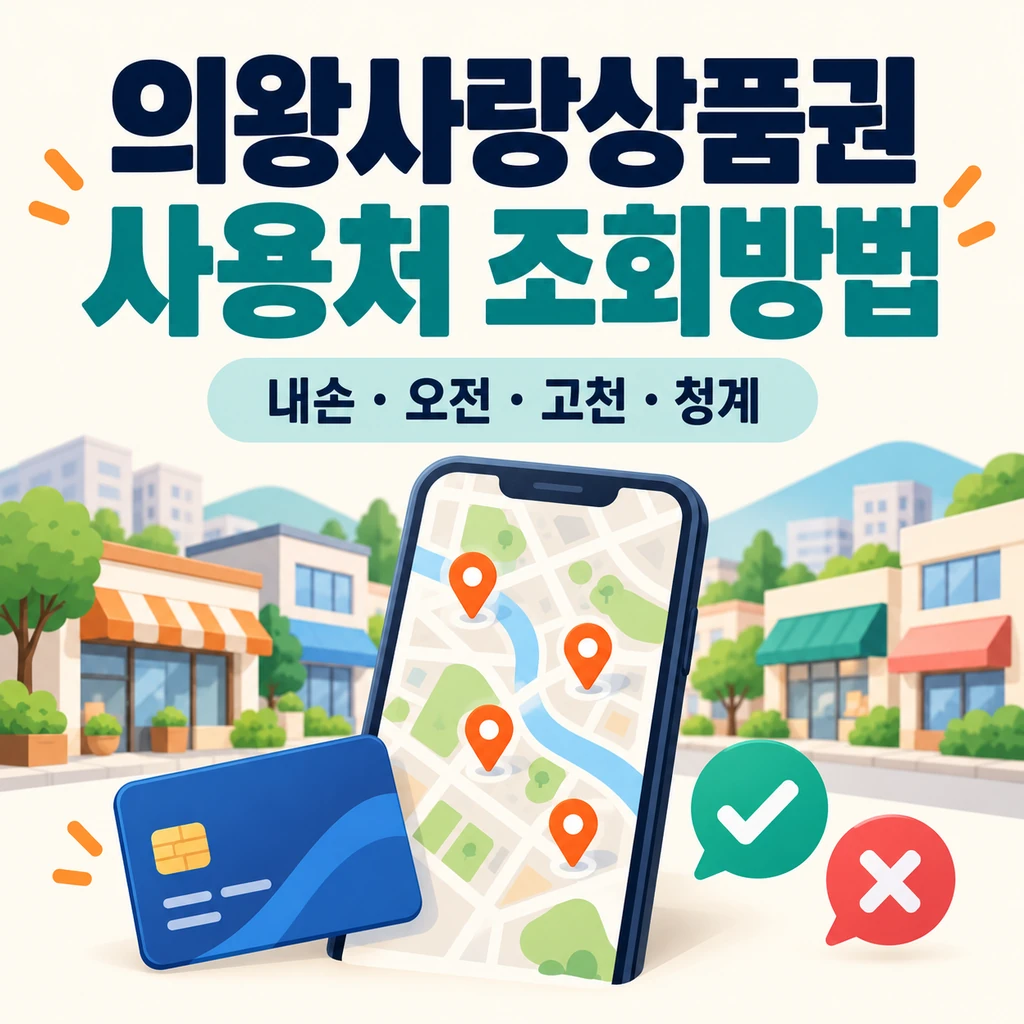 의왕사랑상품권 사용처 조회방법과 내손·오전·고천·청계 가맹점 찾기